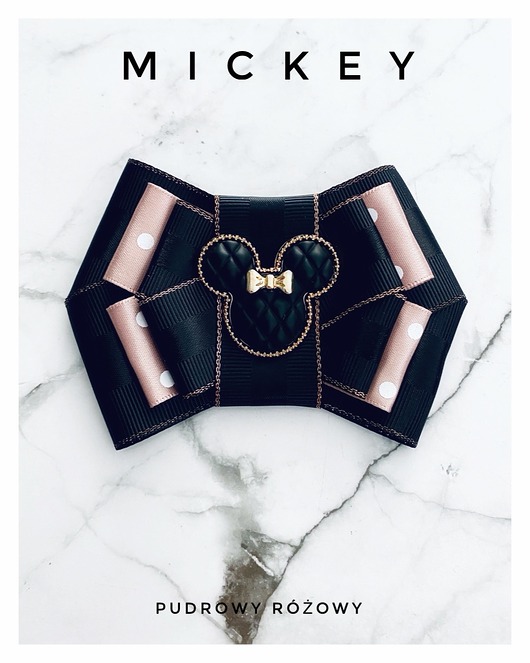 Czarno - Pudrowa Brosza MICKEY Hit! 1szt