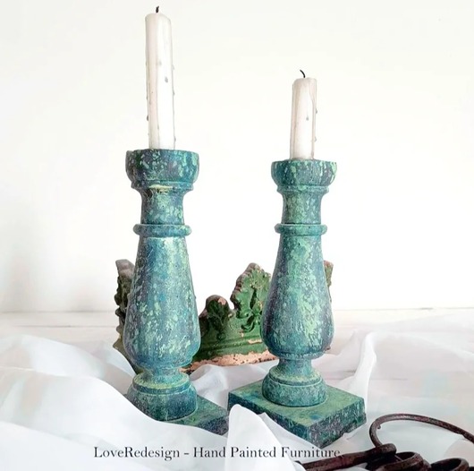 Drewniane antyczne świeczniki OLD PATINA