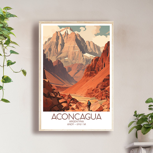 Argentyna - Aconcagua, Andy - Plakat, pamiątka dla podróżnika