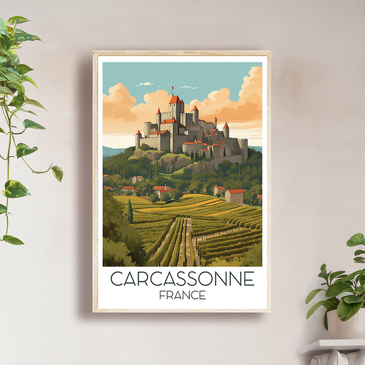 Francja - Carcassonne - Plakat, pamiątka dla podróżnika