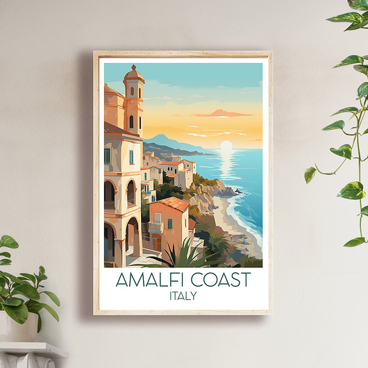 Włochy - Wybrzeże Amalfi - Plakat, pamiątka dla podróżnika