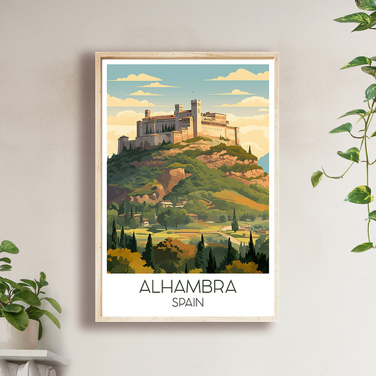 Hiszpania - Alhambra - Plakat, pamiątka dla podróżnika