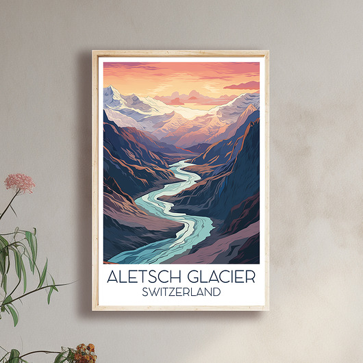 Szwajcaria - Lodowiec Aletsch - Plakat, pamiątka dla podróżnika