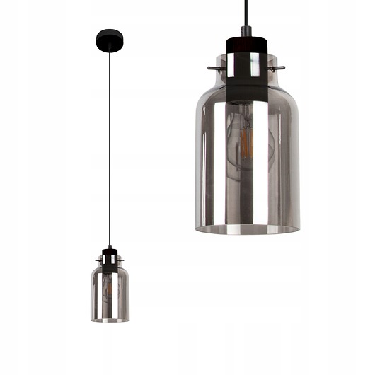 Zjawiskowa lampa w stylu LOFT z szklanym dymionym kloszem