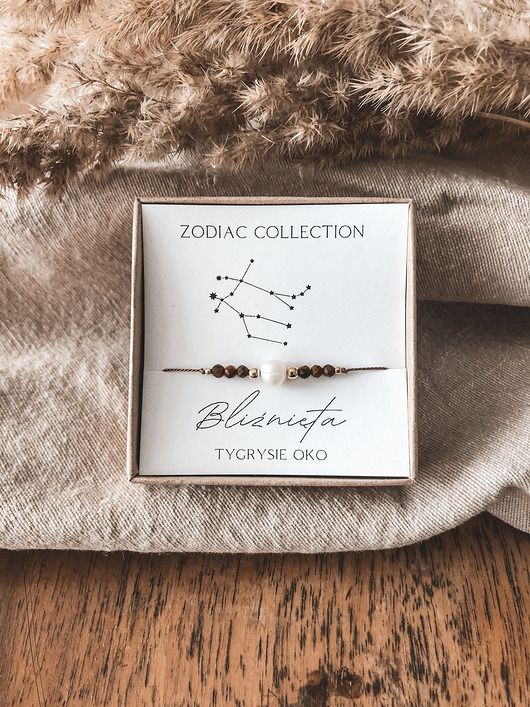 Bransoletka znak zodiaku Bliźnięta tygrysie oko