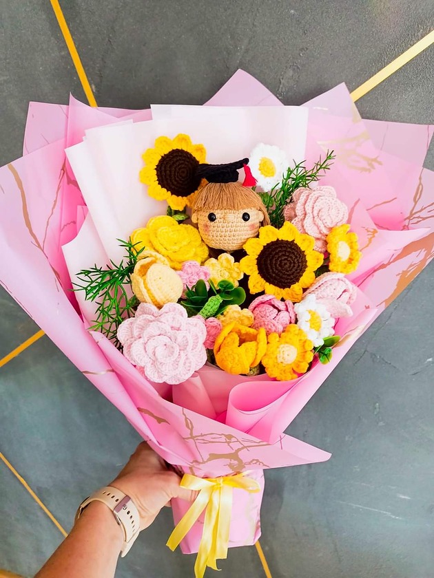 Kwiaty bukiet szydełkowe