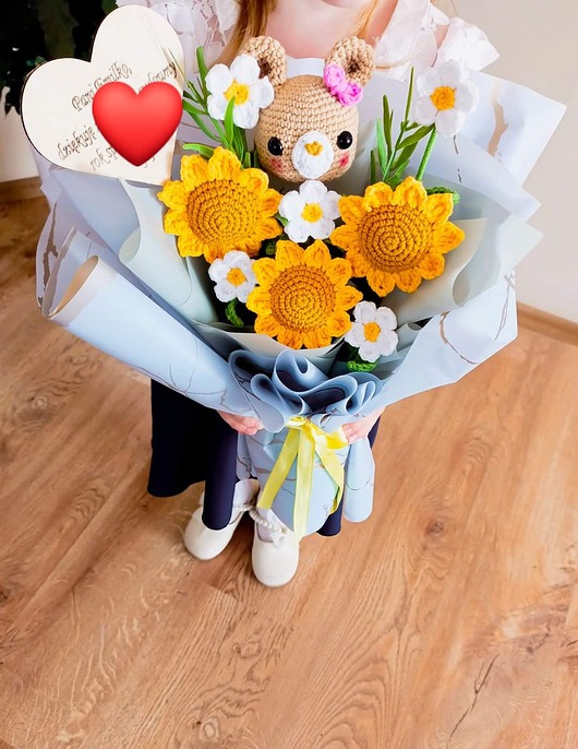 Kwiaty bukiet szydełkowe