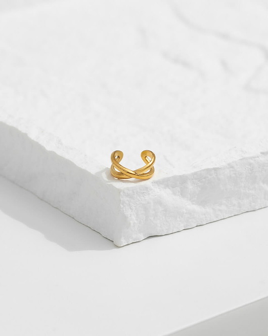 Modne złote nausznice ze stali chirurgicznej pozłacane 18k złotem Paraiso Ant