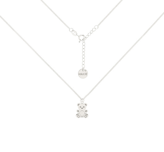Srebrny choker pancerka z misiem