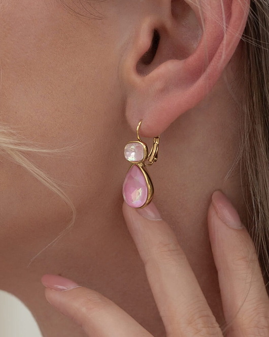 Modne kolczyki pozłacane z różową cyrkonią Paraiso Zaira