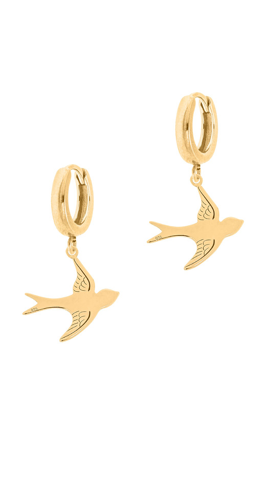 Pozłacane kolczyki z jaskółkami