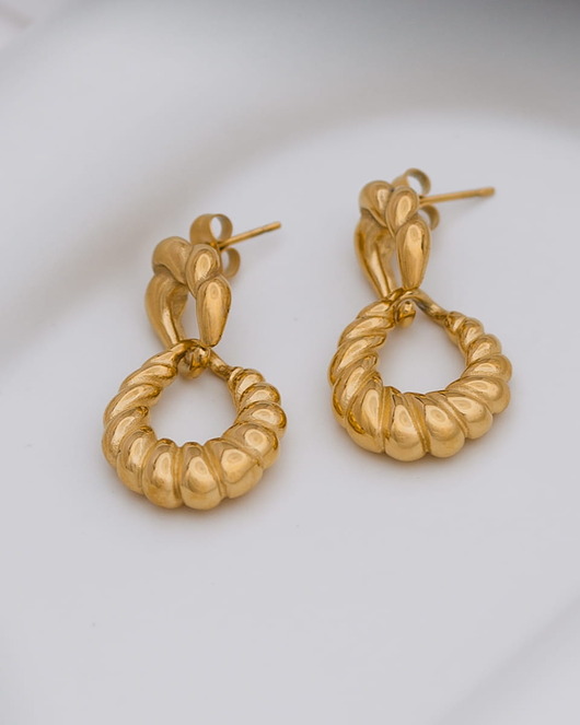 Kolczyki Paloma ze stali chirurgicznej pozłacane 18k złotem