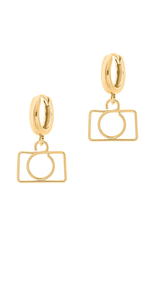 Pozłacane kolczyki z aparatami fotograficznymi