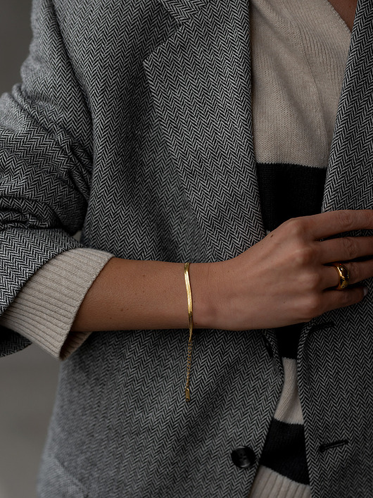 Bransoletka ze stali chirurgicznej żmijka pozłacana 18k złotem