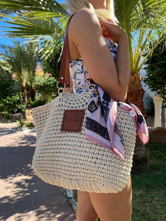 Torba miejsko-plażowa Craftbags z lekkiego sznurka - jasny beż