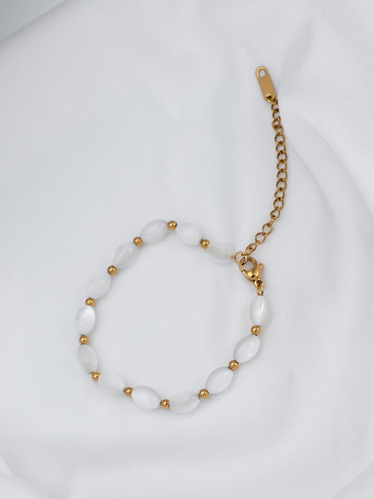 Perłowa bransoletka Aria ze stali chirurgicznej pozłacana 18k