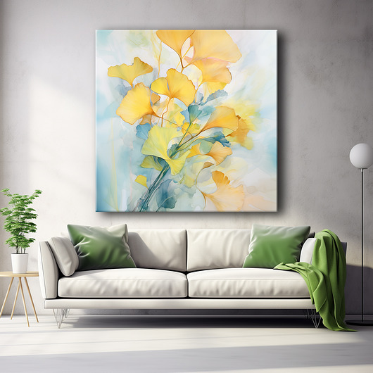 Miłorząb - Plakat - Akwarela, Boho, Abstrakcja