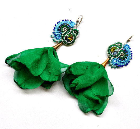 Sutaszowe kolczyki BLUE&GREEN