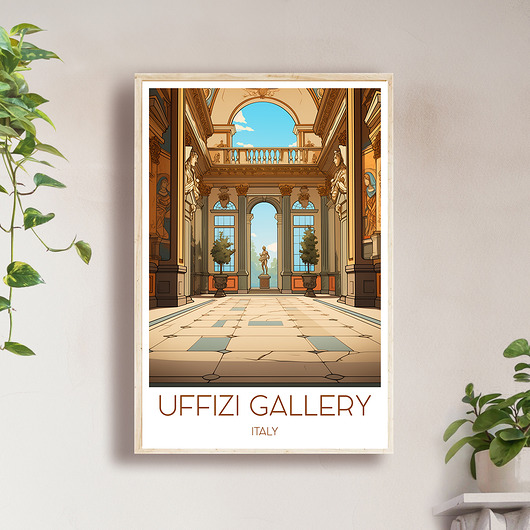 Włochy - Galeria Uffizi - Plakat, pamiątka dla podróżnika