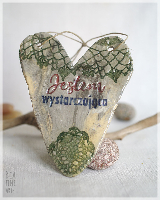 Jestem wystarczająca - serce ceramiczne z afirmacją