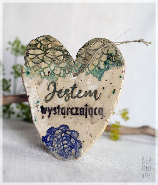 Jestem wystarczająca - serce ceramiczne z afirmacją