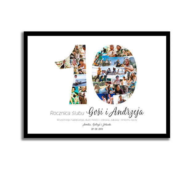 Plakat, kolaż na 10 rocznicę ślubu, rocznica, ślub