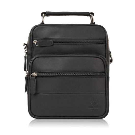 Saszetka męska na ramię skórzana vintage do pracy czarna t-128-hbl