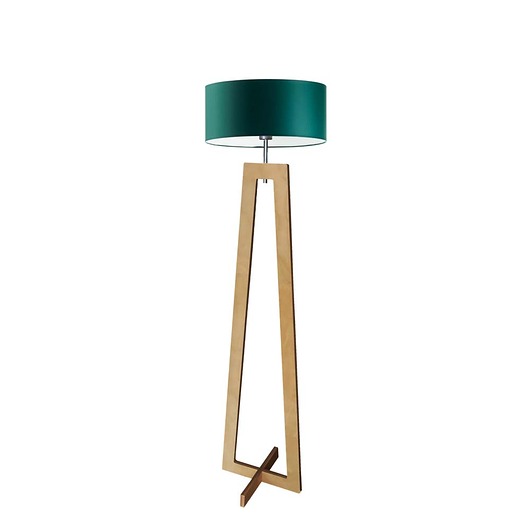 Drewniana lampa stojąca do salonu w stylu skandynawskim BALI GOLD