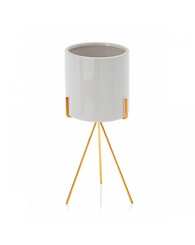 Kwietnik Metalowy Osłonka Ceramiczna Luna White