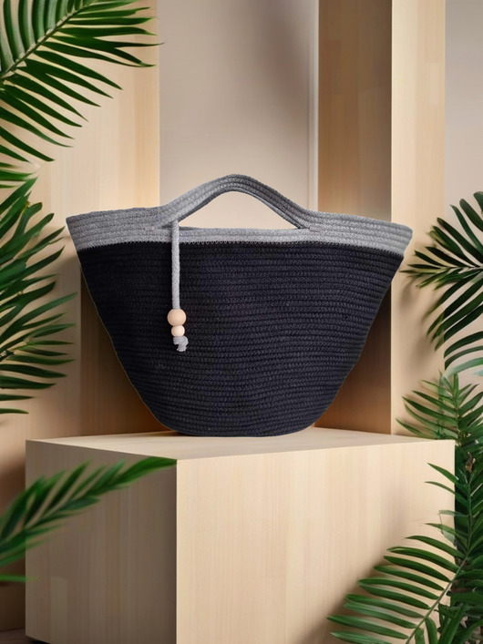 Boho torebka koszyk na lato ze sznurka bawełnianego TS041