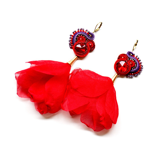 Sutaszowe kolczyki RED&VIOLET