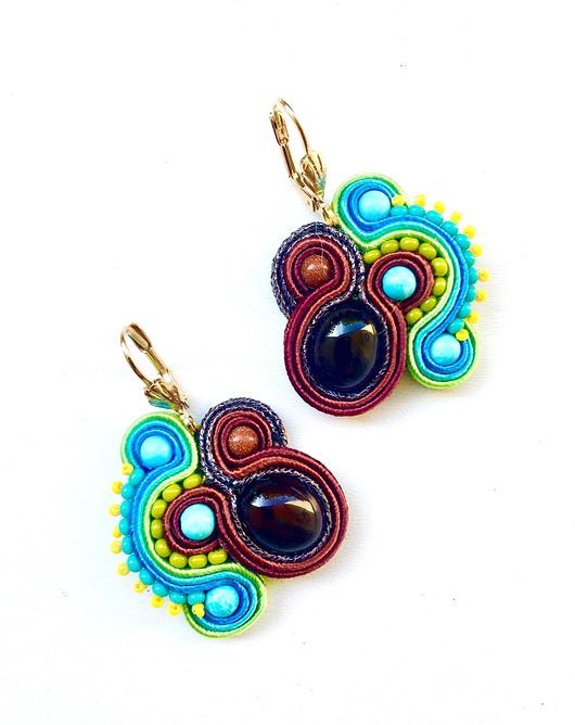 Sutaszowe kolczyki AMBER blue