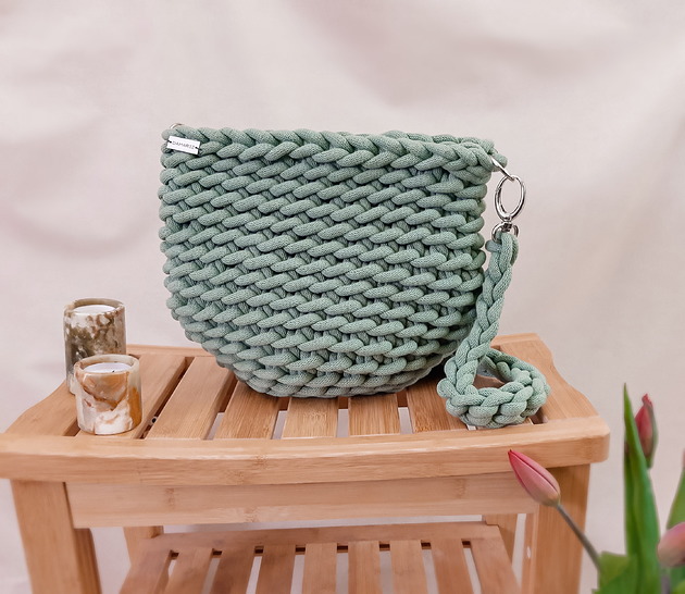 Large Wave Bag - szałwia