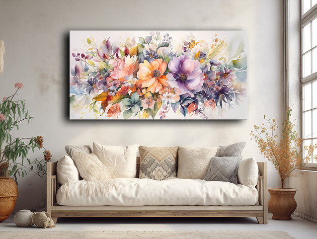 Polne kwiaty - Plakat - Olej, Boho, Abstrakcja