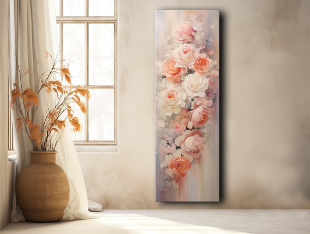 Polne kwiaty, róże - Plakat - Olej, Boho, Abstrakcja