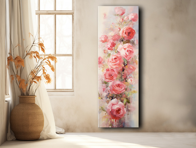 Polne kwiaty, róże - Plakat - Olej, Boho, Abstrakcja