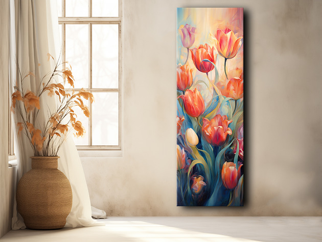 Tulipany - Plakat - Olej, Boho, Abstrakcja
