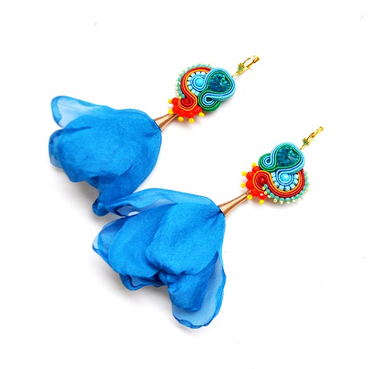 Sutaszowe kolczyki PUEBLA BLUE