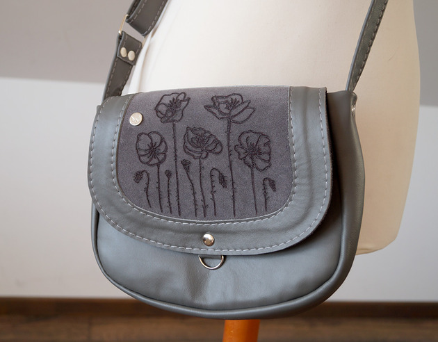 DZIKUSKA Torebka Listonoszka Skóra Naturalna Szara