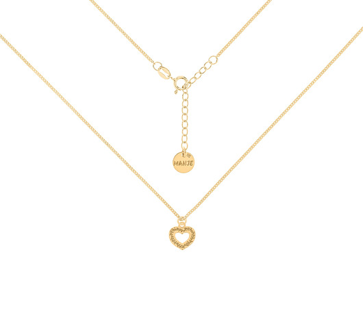 Pozłacany choker pancerka z sercem i liśćmi