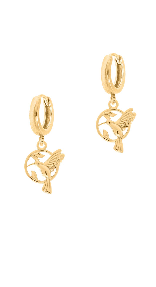 Pozłacane kolczyki z kolibrami w kółeczku