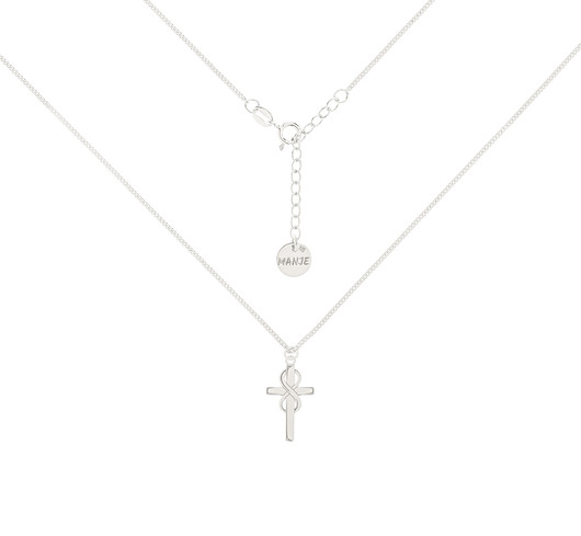 Srebrny choker pancerka z krzyżem i nieskończonością