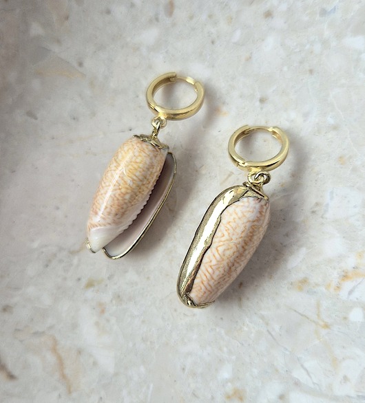 Kolczyki srebro złocone SAND SEASHELLS