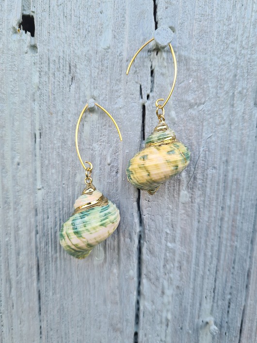 Kolczyki srebro złocone TURQUOISE SEASHELLS