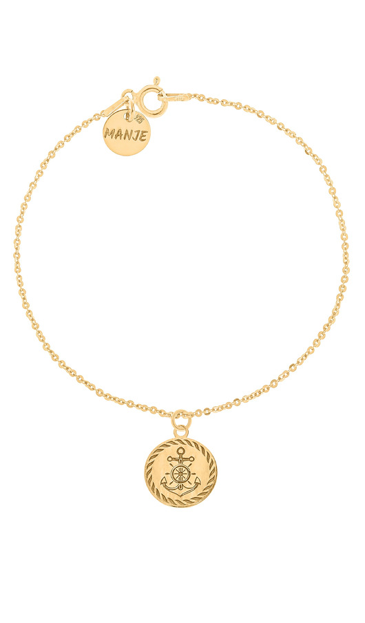 Pozłacana bransoletka z grawerowaną kotwicą