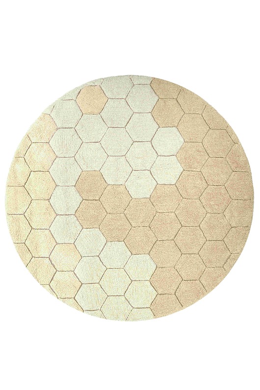 Dywan bawełnainy okrągły Ø 140 , Honeycomb golden, Planet Bee, Lorena Canals