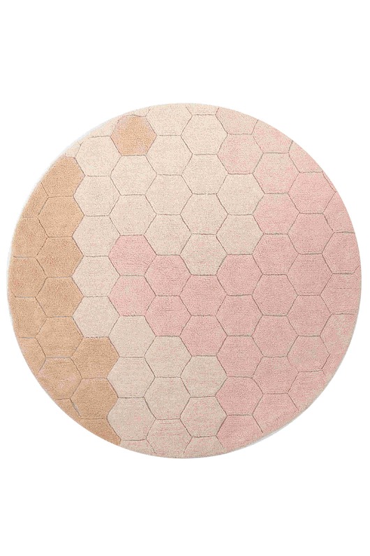 Dywan bawełnainy okrągły Ø 140, Round Honeycomb Rose, Lorena Canals