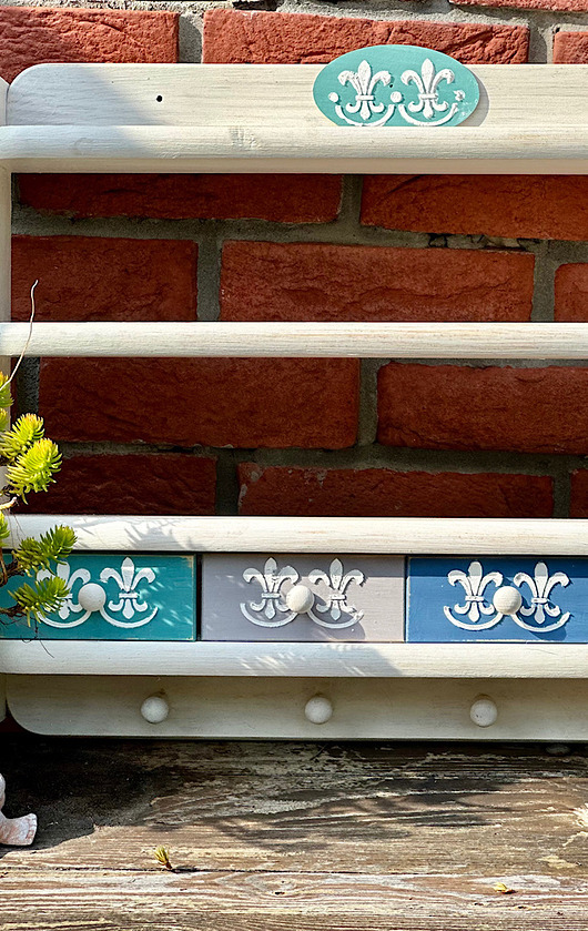 Półka kuchenna, shabby chic, drewniana