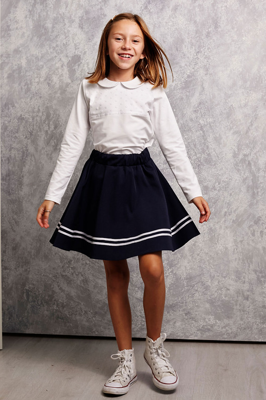 Granatowa rozkloszowana elegancka spódnica szkolna Mona