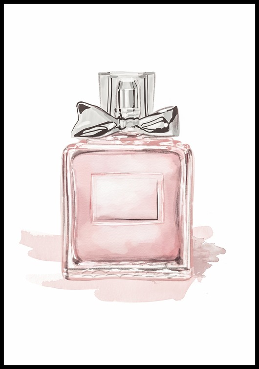 Plakat Flakon różowych perfum z kokardą